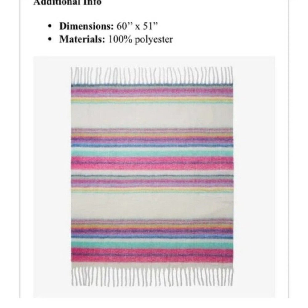 Free People Skye Stripe Fringe Throw Blanket - Picture 5 of 9